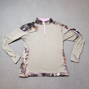 Camo Hunting Thermal Shirt Pink Yukon Gear Mossy Oak 1/4 zip size Large